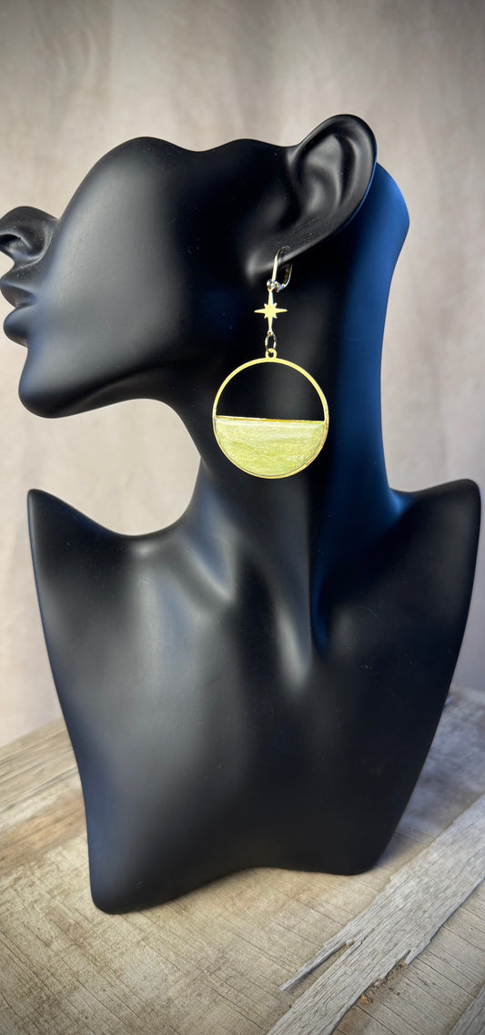 Celestial Earth Earrings -A Cosmic Touch Of Green