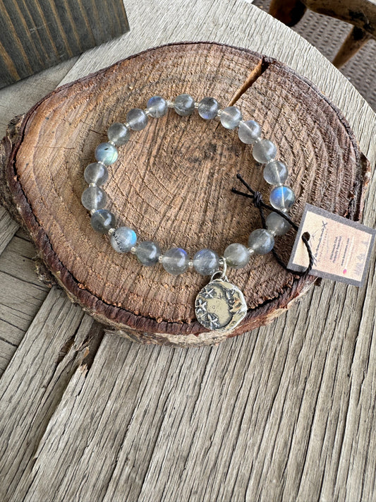 AAA Labradorite and Sterling silver charm bracelet