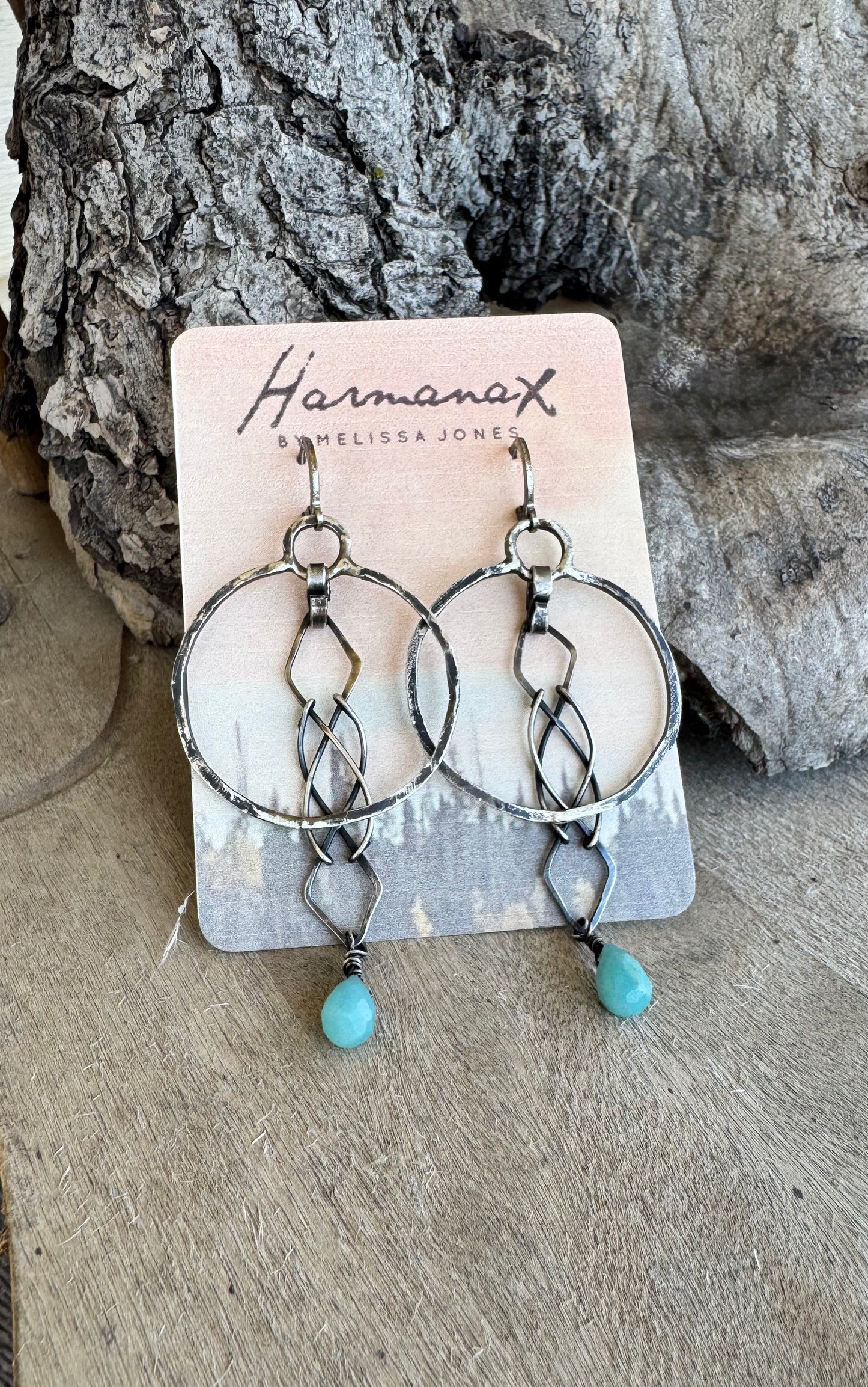 Twist & Drop Sterling Silver Earrings with Amazonite