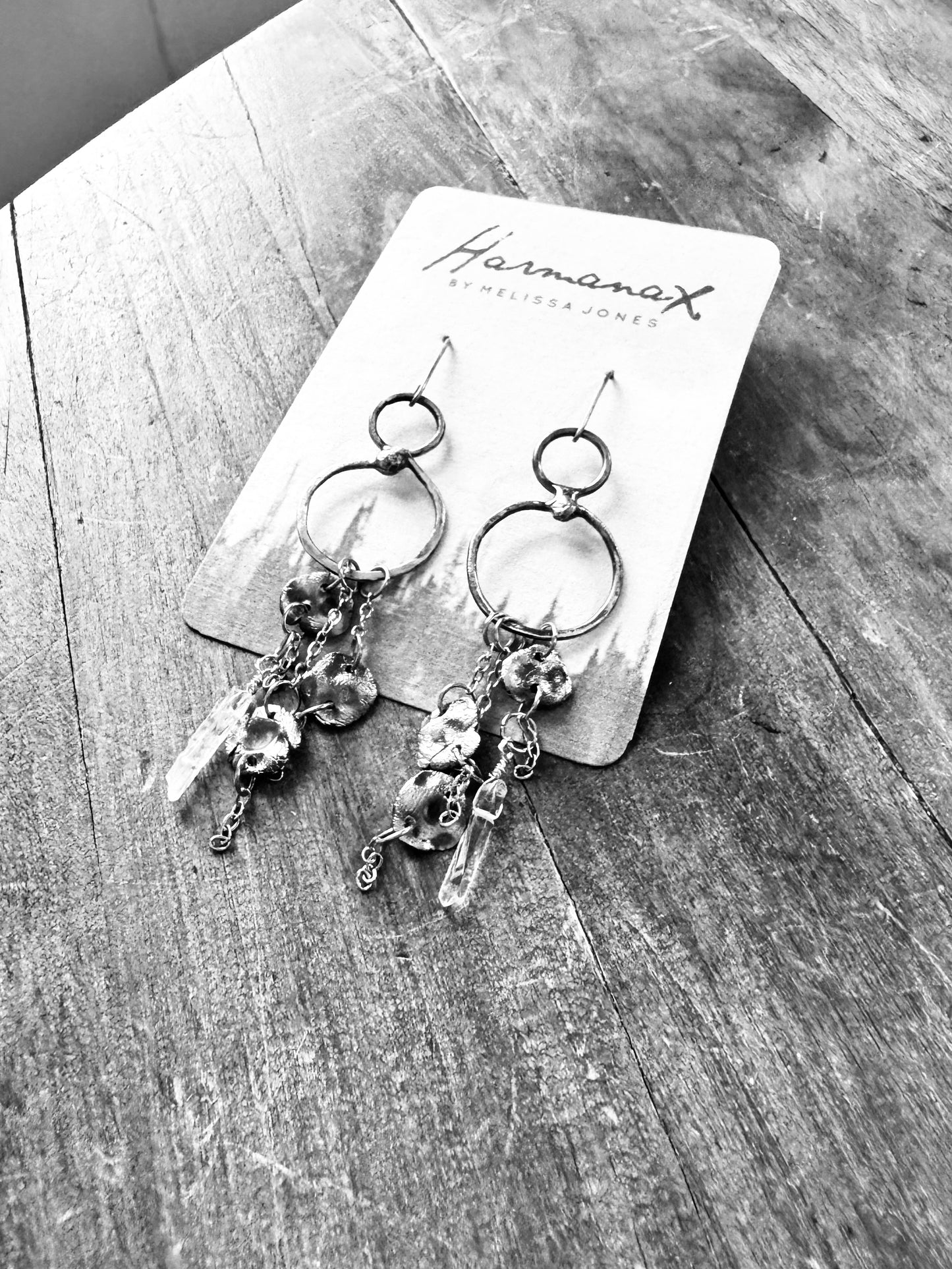 Sterling silver and copper crystal earrings