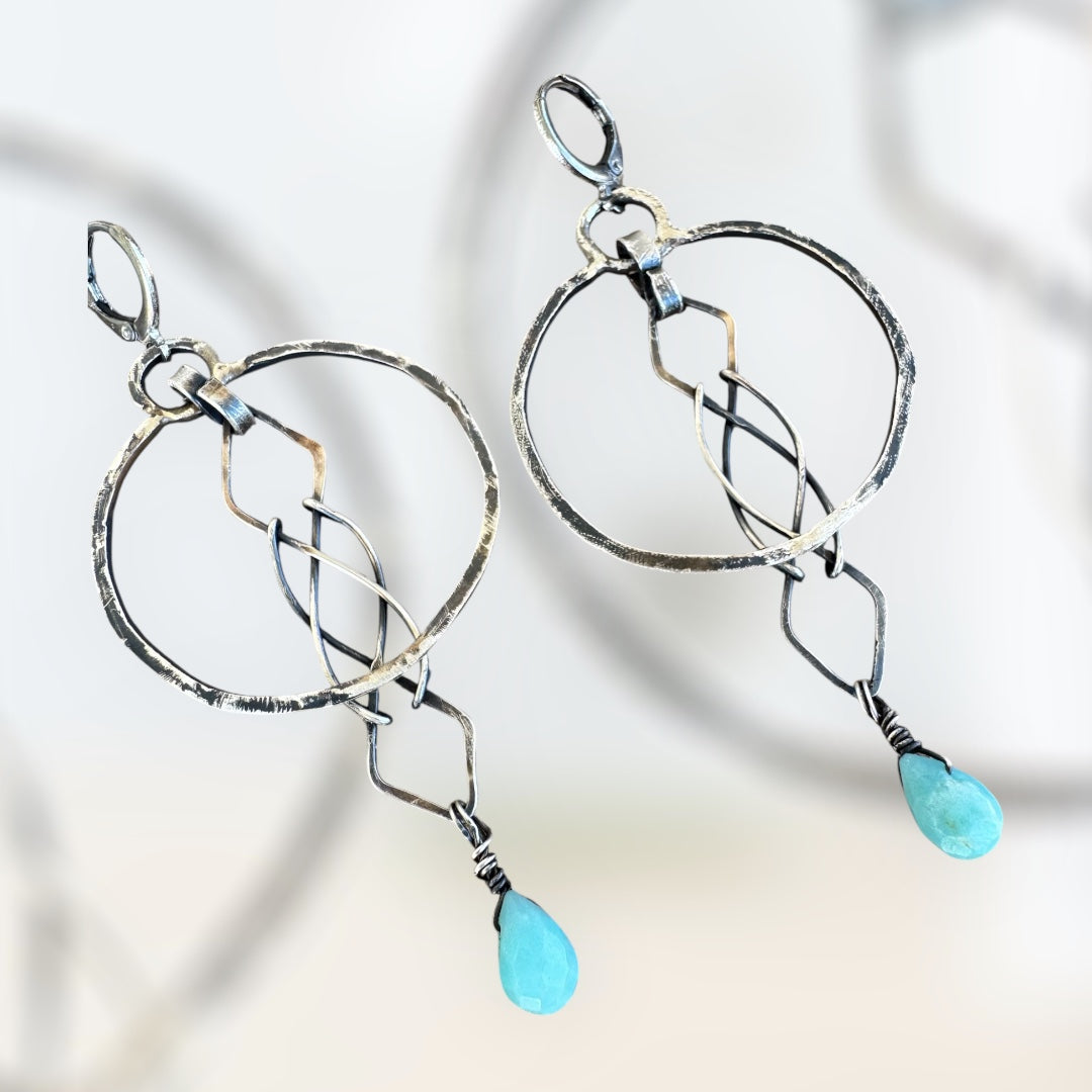 Twist & Drop Sterling Silver Earrings with Amazonite