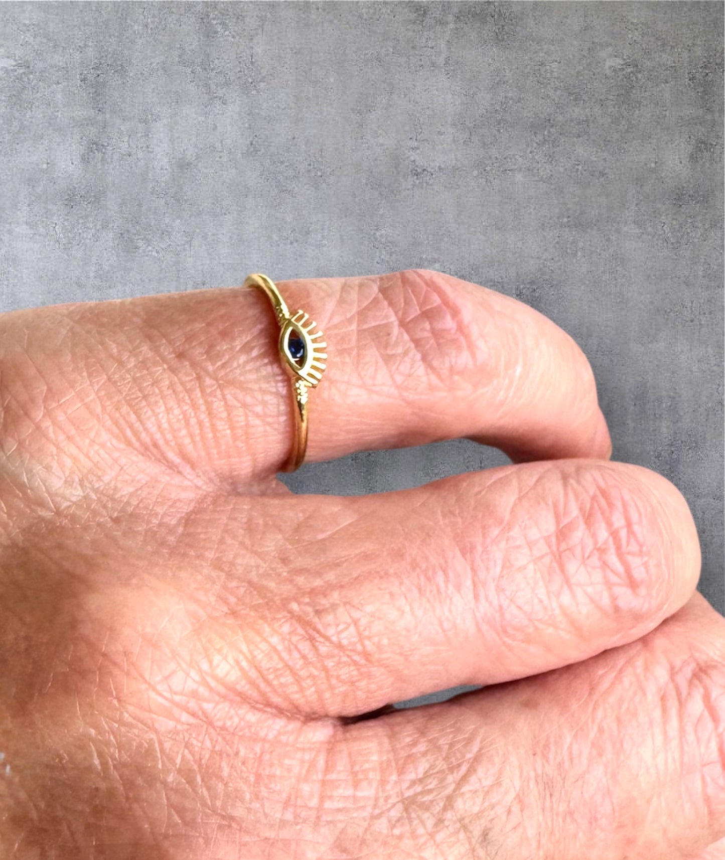 Sapphire Glimmer Evil Eye Ring size 5