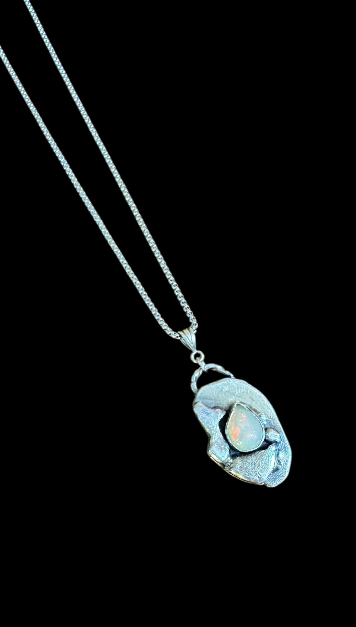 "Soulfire" Molten Silver and Opal necklace