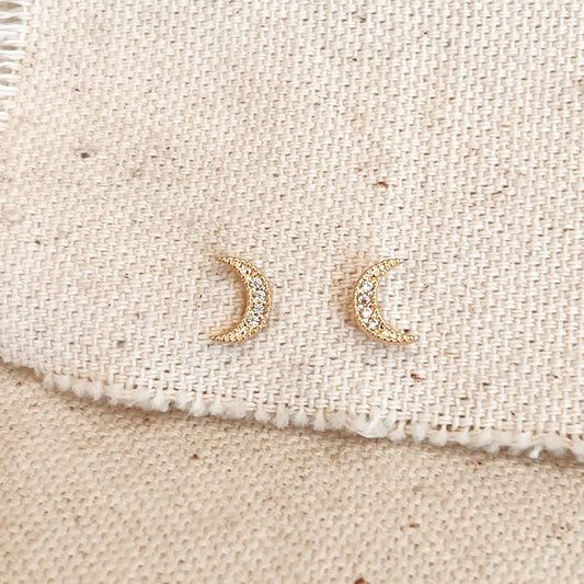 18k Gold Filled Crescent Moon Stud Earrings