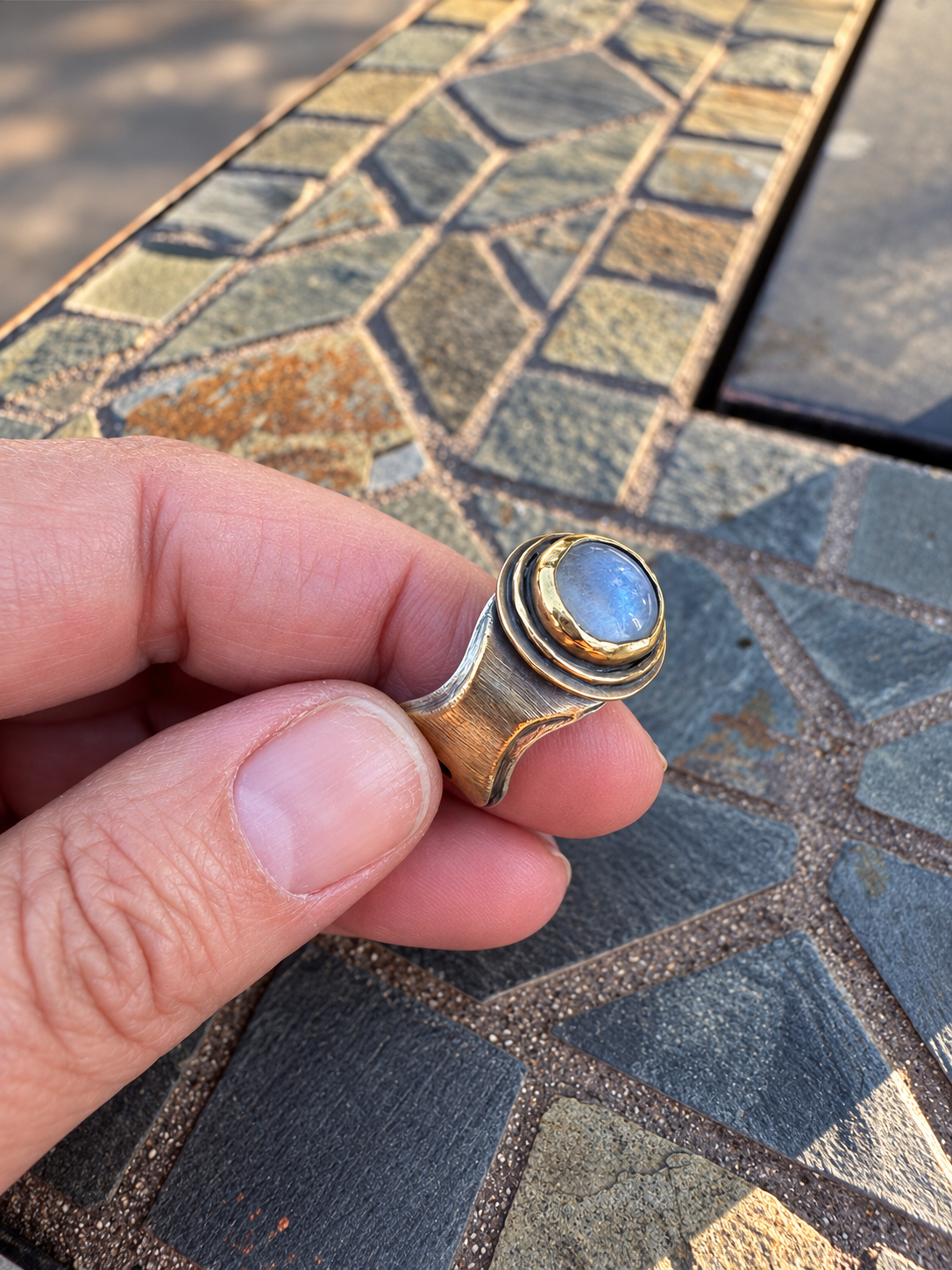 Blue Ember One Of A Kind Mixed Metal Ring