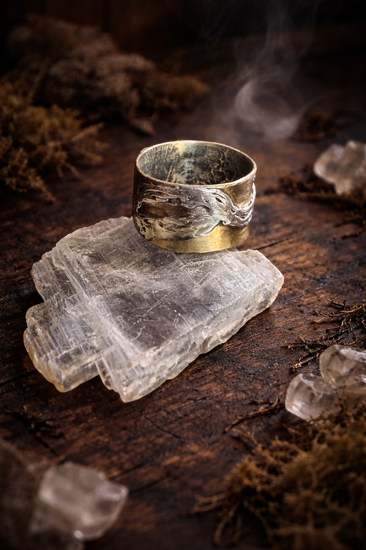 River Of Fire Sterling Silver and Brass Ring (8.5)