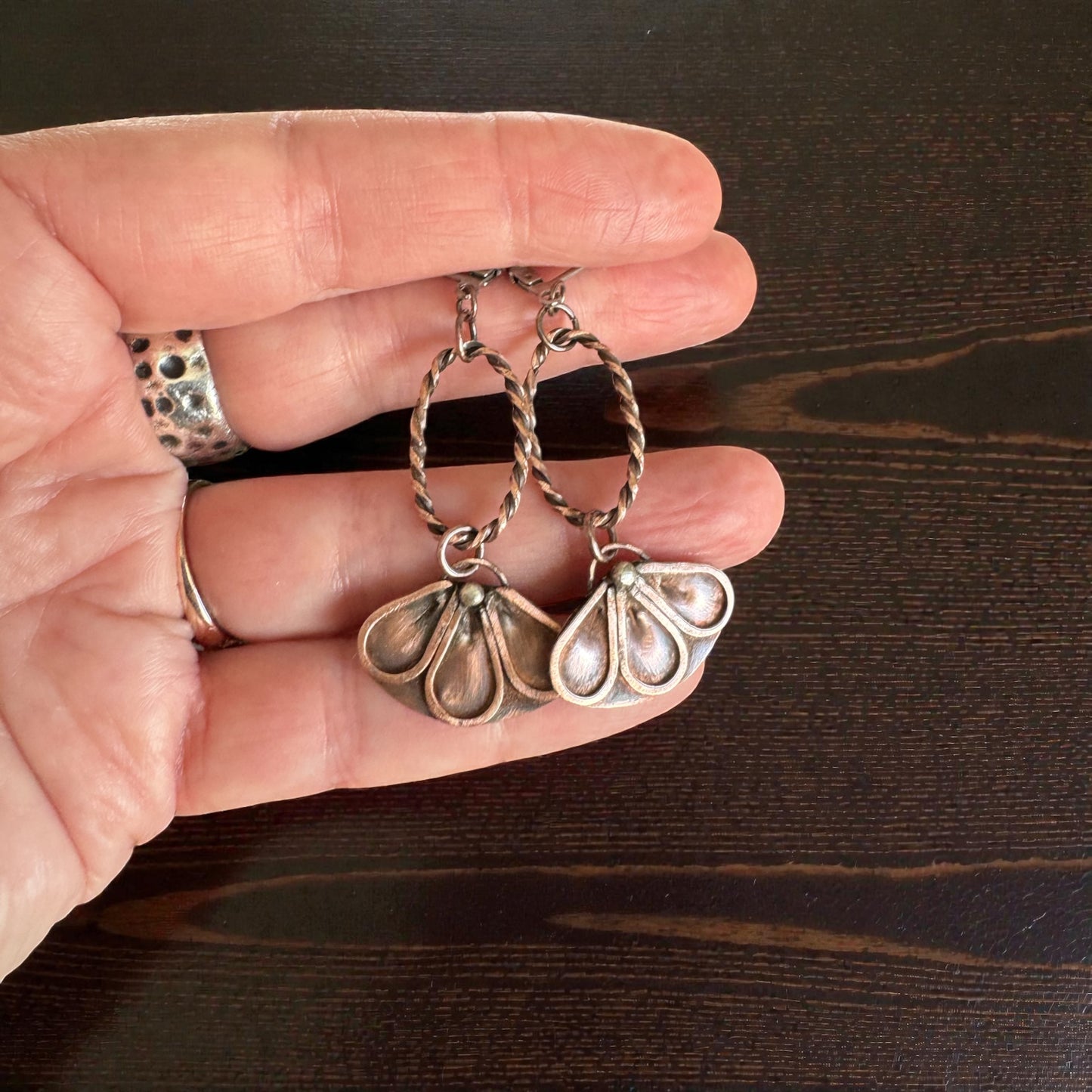 Pretty petals copper earrings