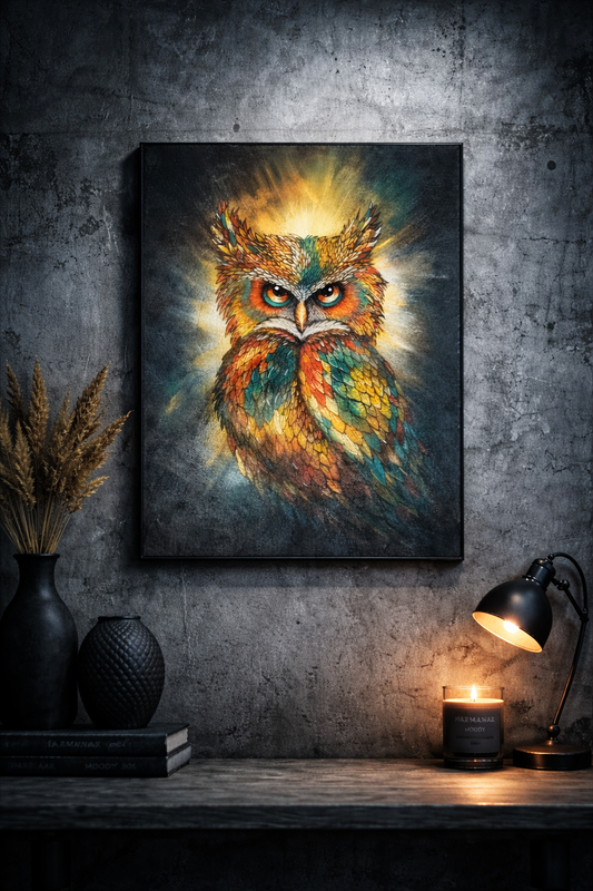 Vector | Original Owl Painting on Canvas (18x24)