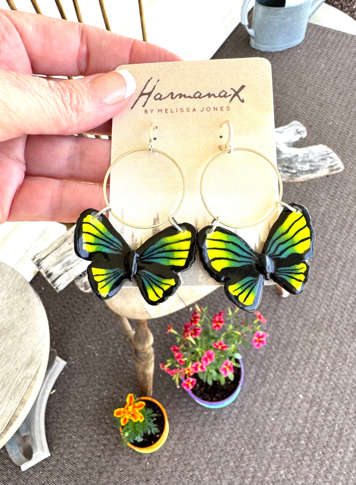 Electric Bloom Butterfly Hoops