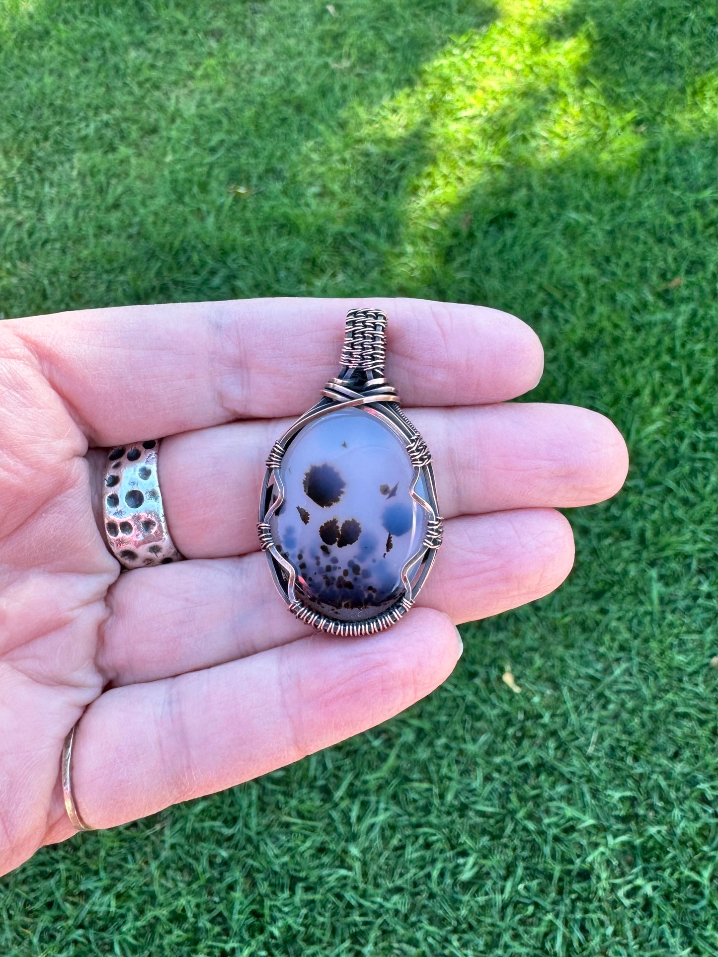 Dendritic Agate Wire-Wrapped Pendant