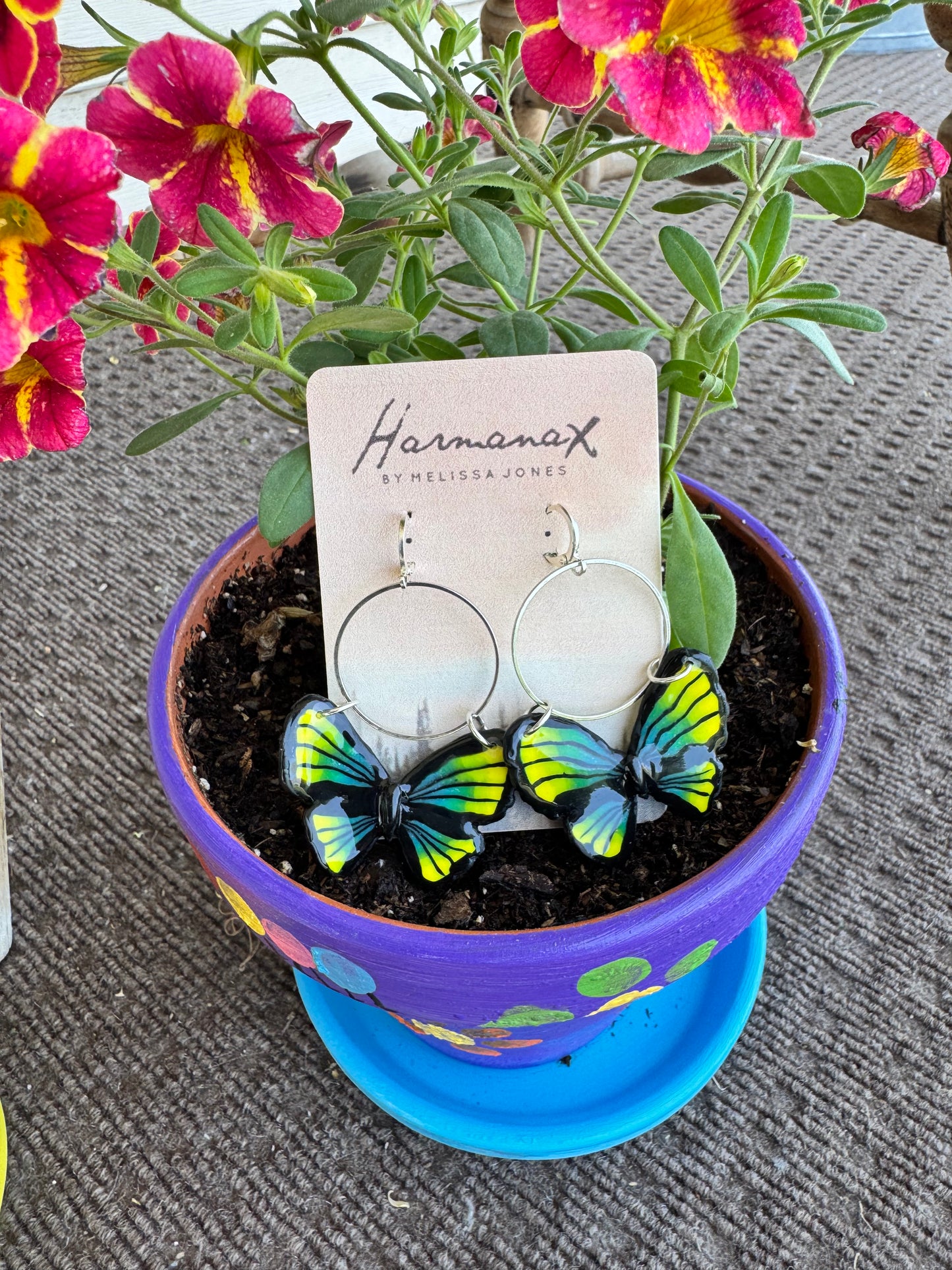 Electric Bloom Butterfly Hoops