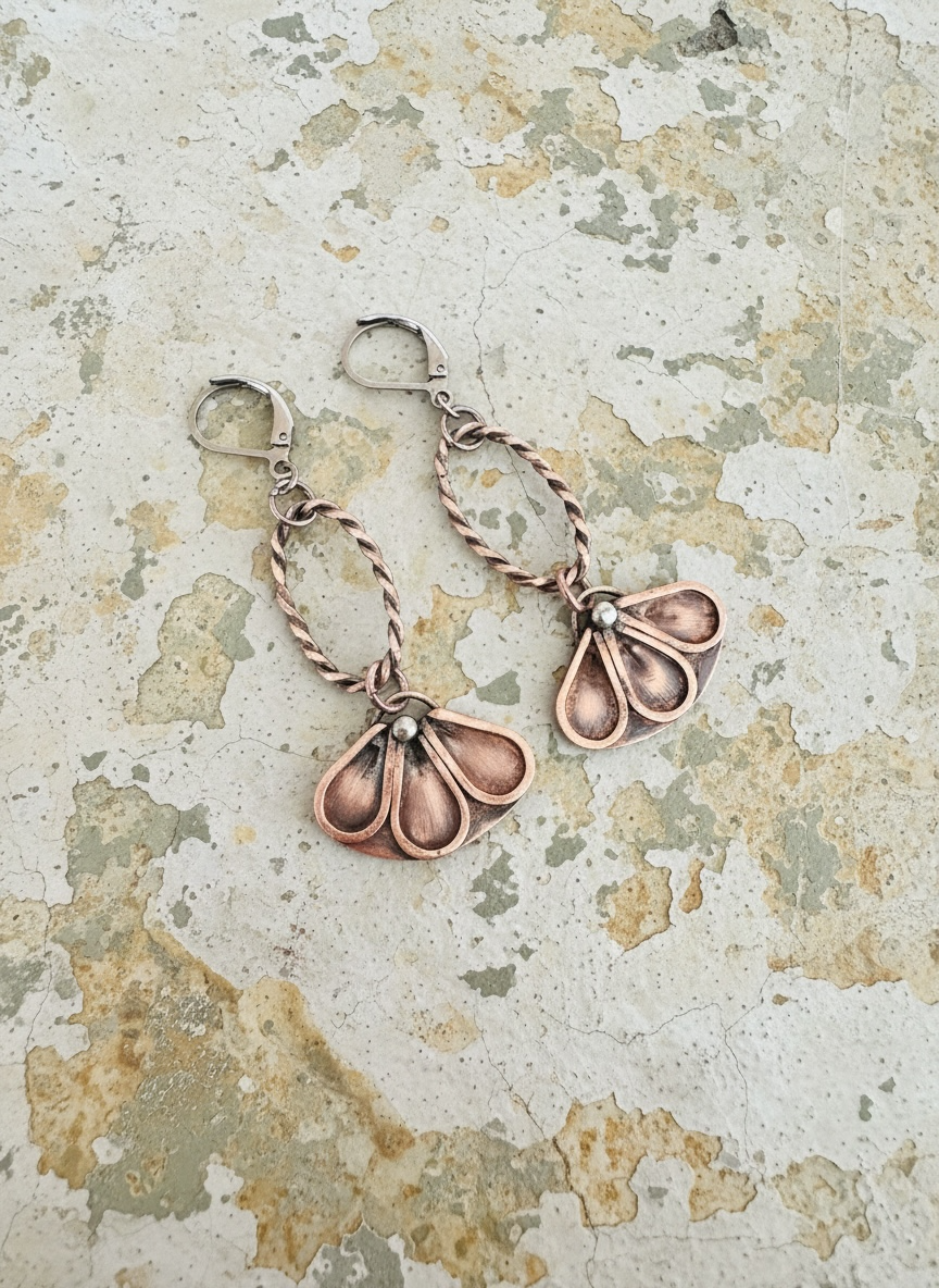 Pretty petals copper earrings