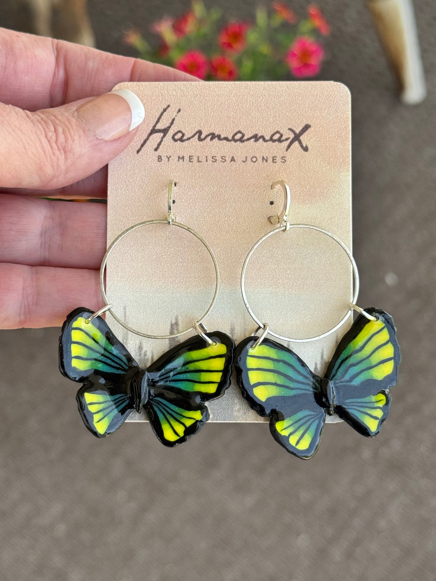 Electric Bloom Butterfly Hoops