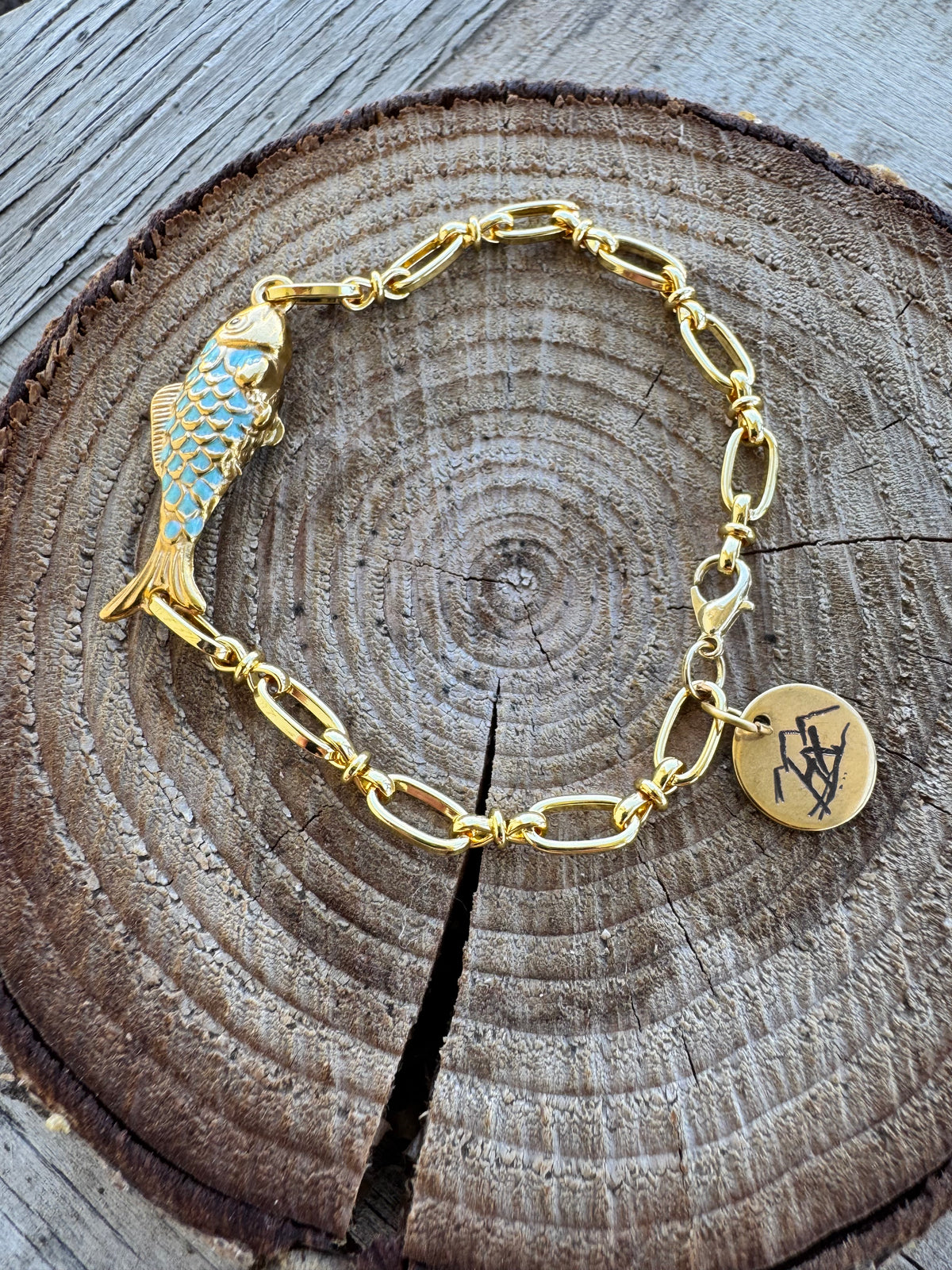 Aqua blue fish bracelet