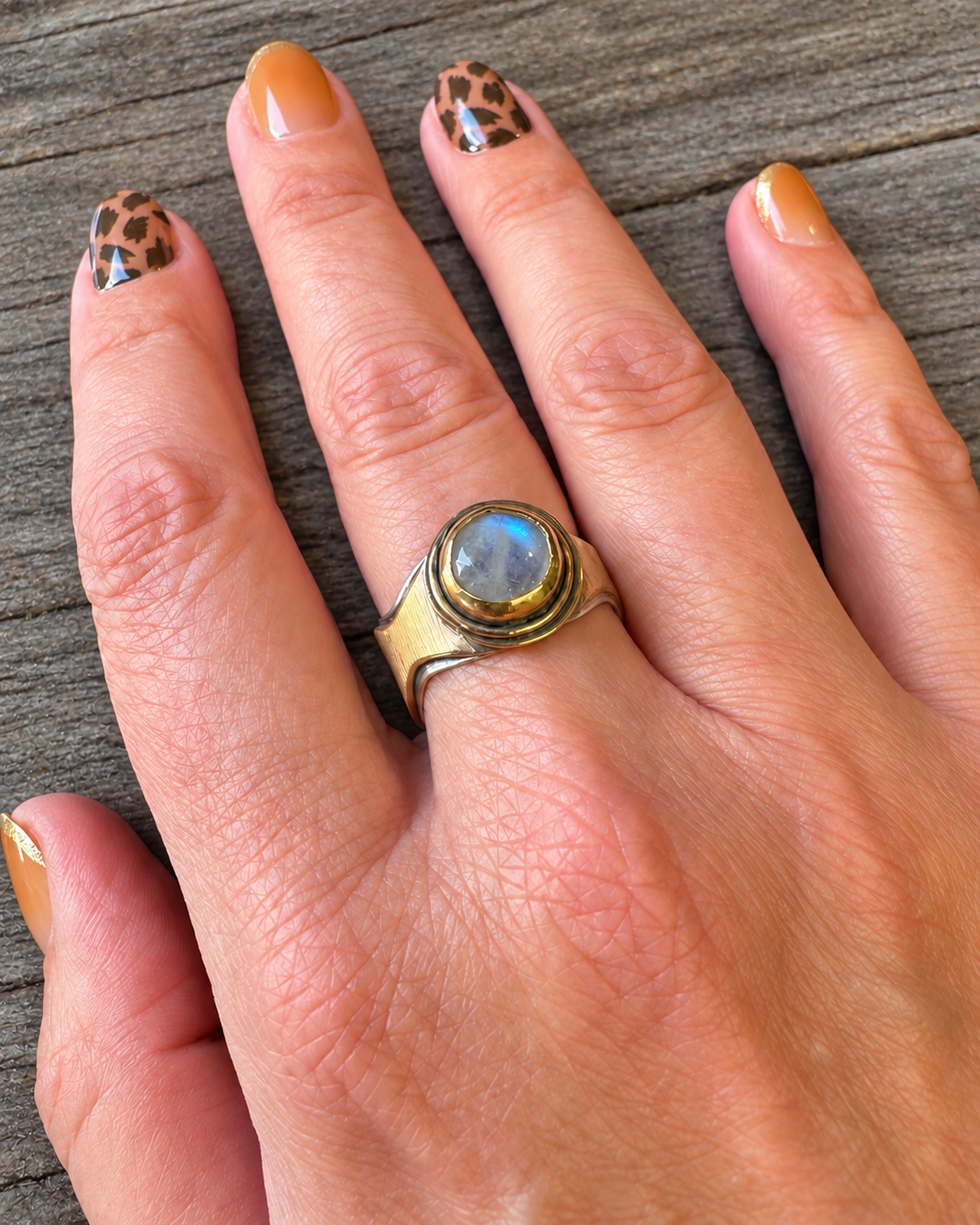 Blue Ember One Of A Kind Mixed Metal Ring