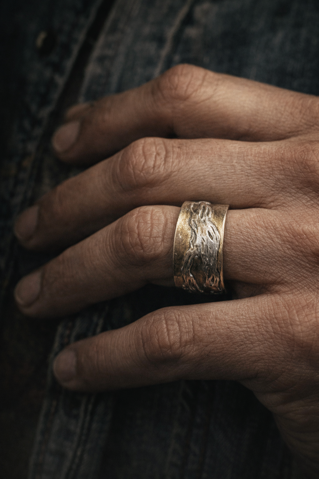 River Of Fire Sterling Silver and Brass Ring (8.5)