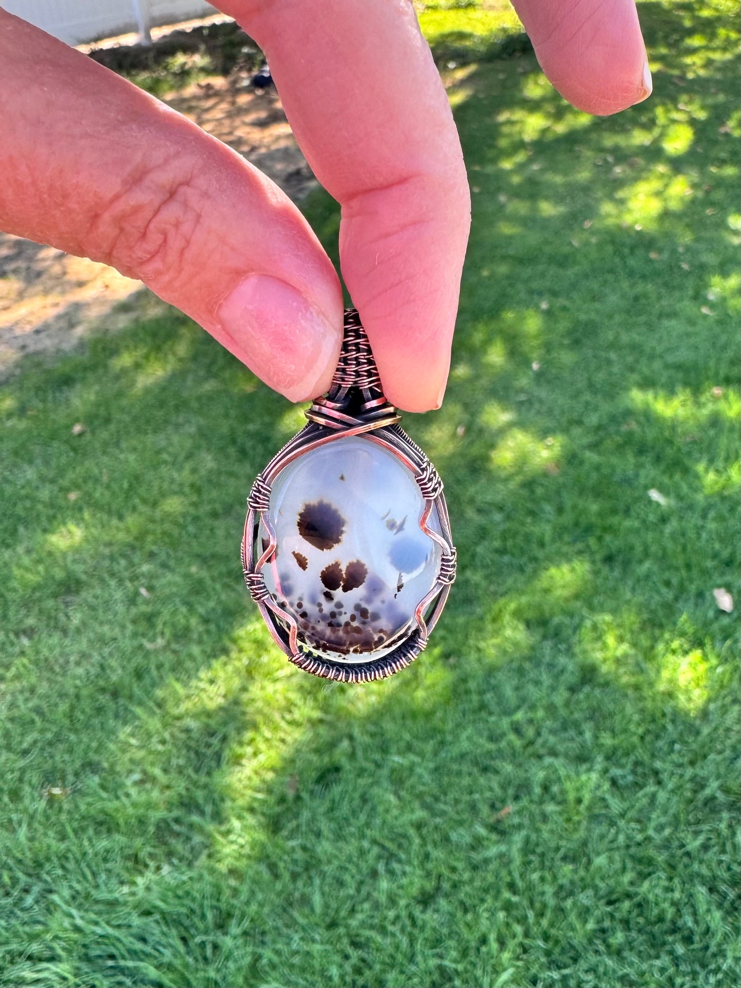 Dendritic Agate Wire-Wrapped Pendant