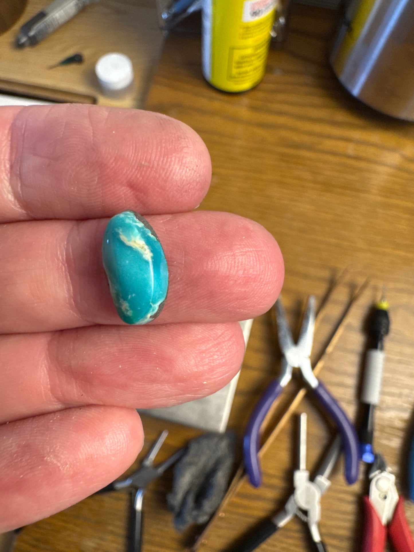 Turquoise and fine silver one of a kind ring. Size 7