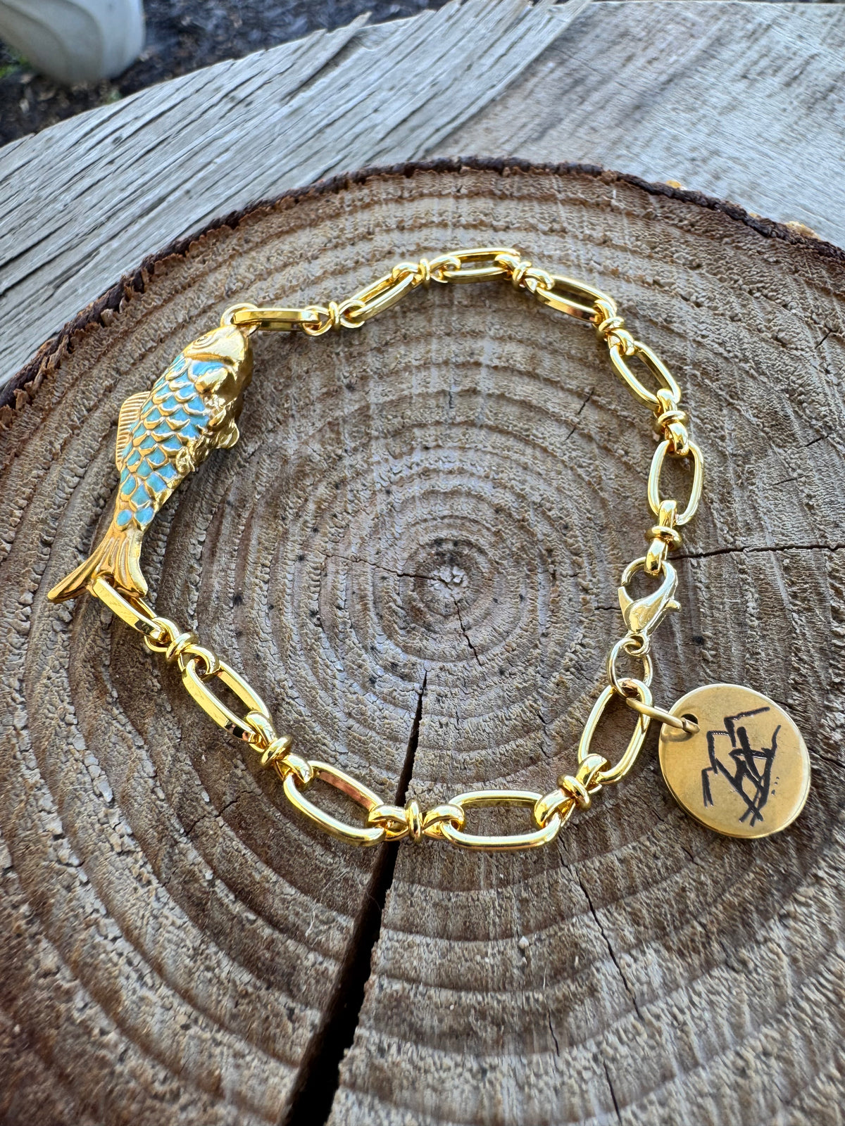 Aqua blue fish bracelet