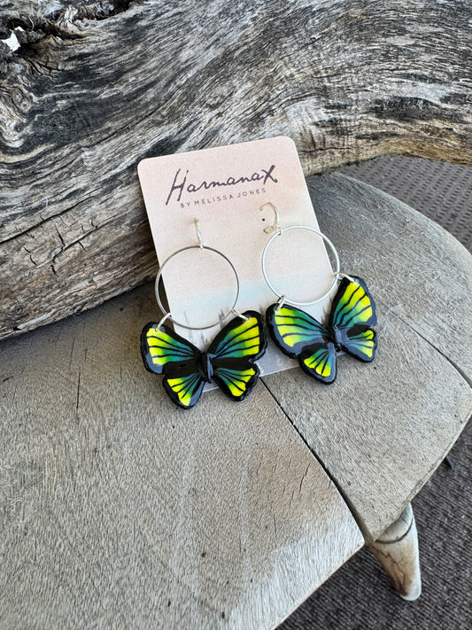 Electric Bloom Butterfly Hoops
