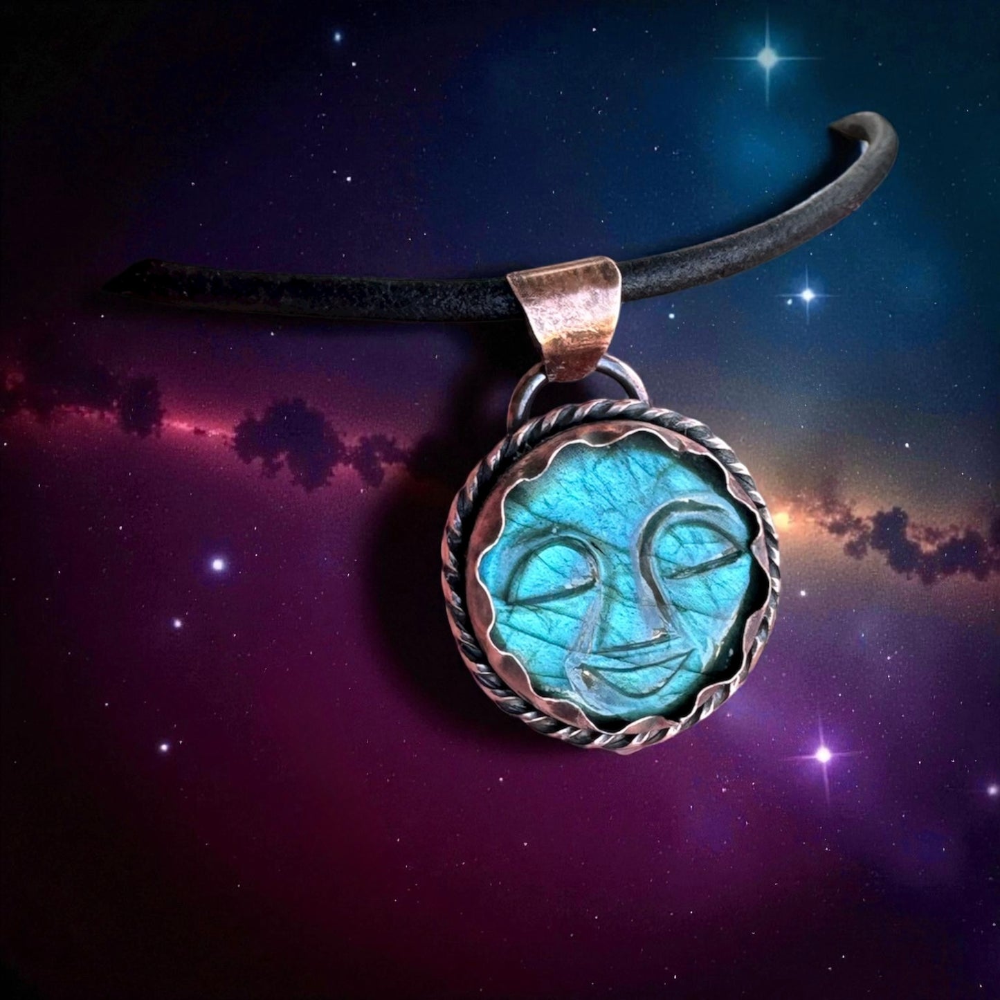 Man in the moon necklace
