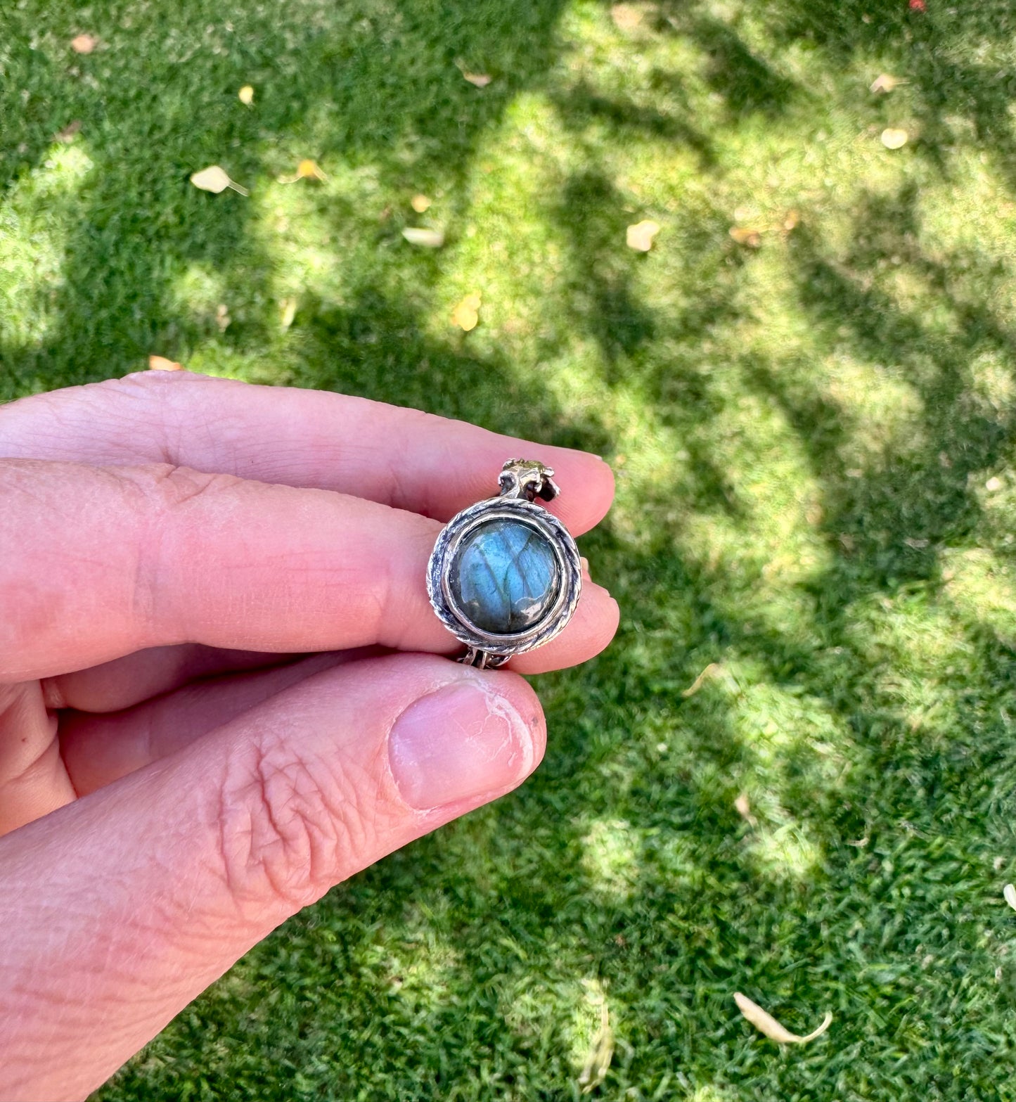 Labradorite and Sterling Silver Viking ring- 8.5