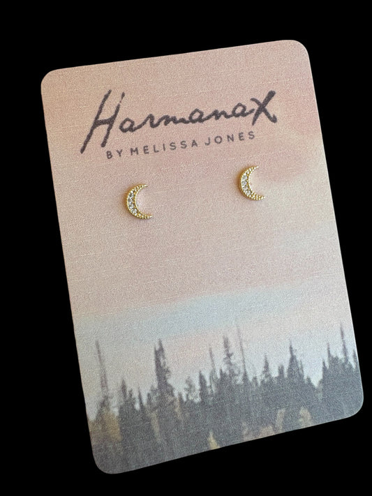 18k Gold Filled Crescent Moon Stud Earrings