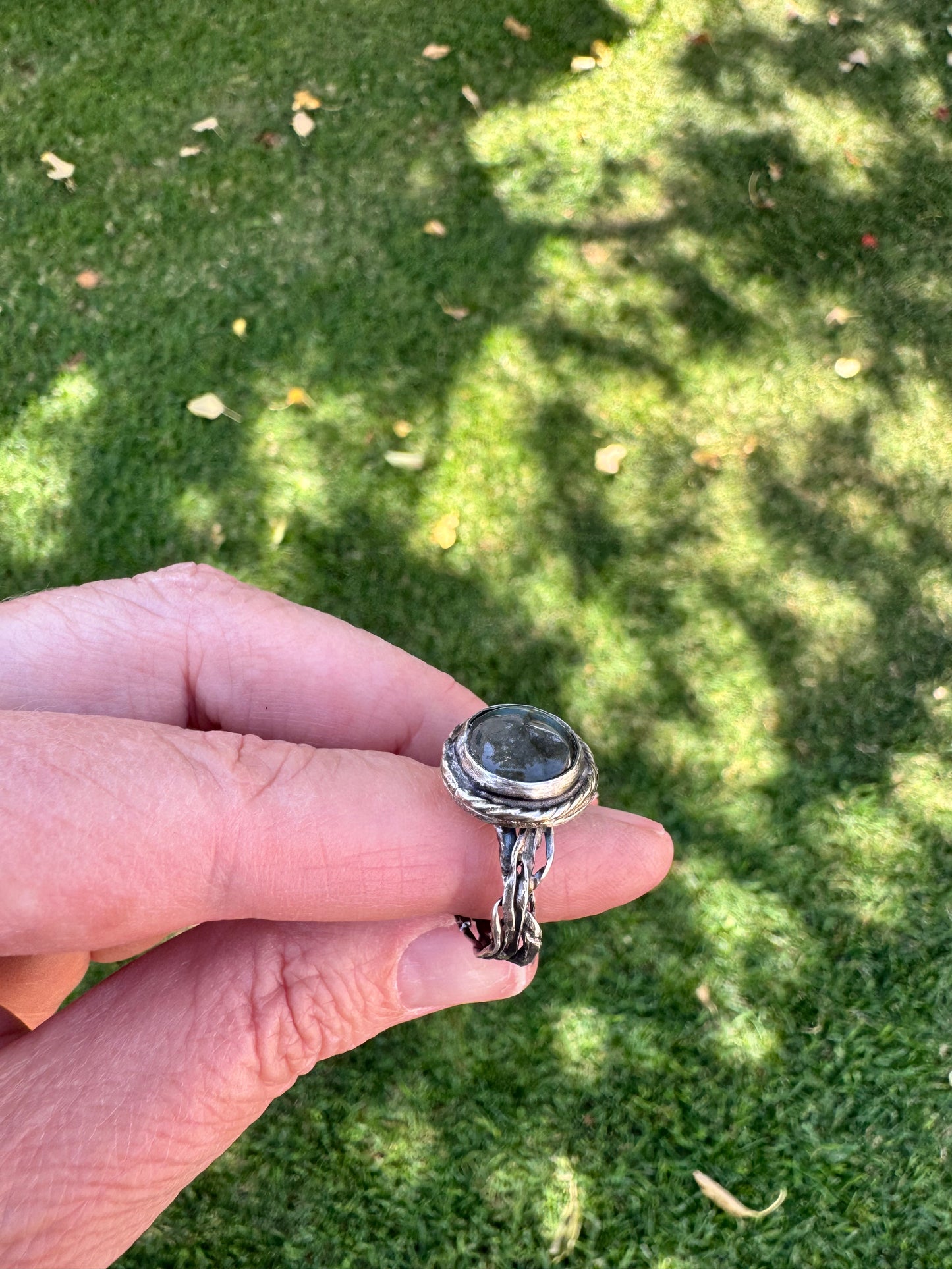 Labradorite and Sterling Silver Viking ring- 8.5