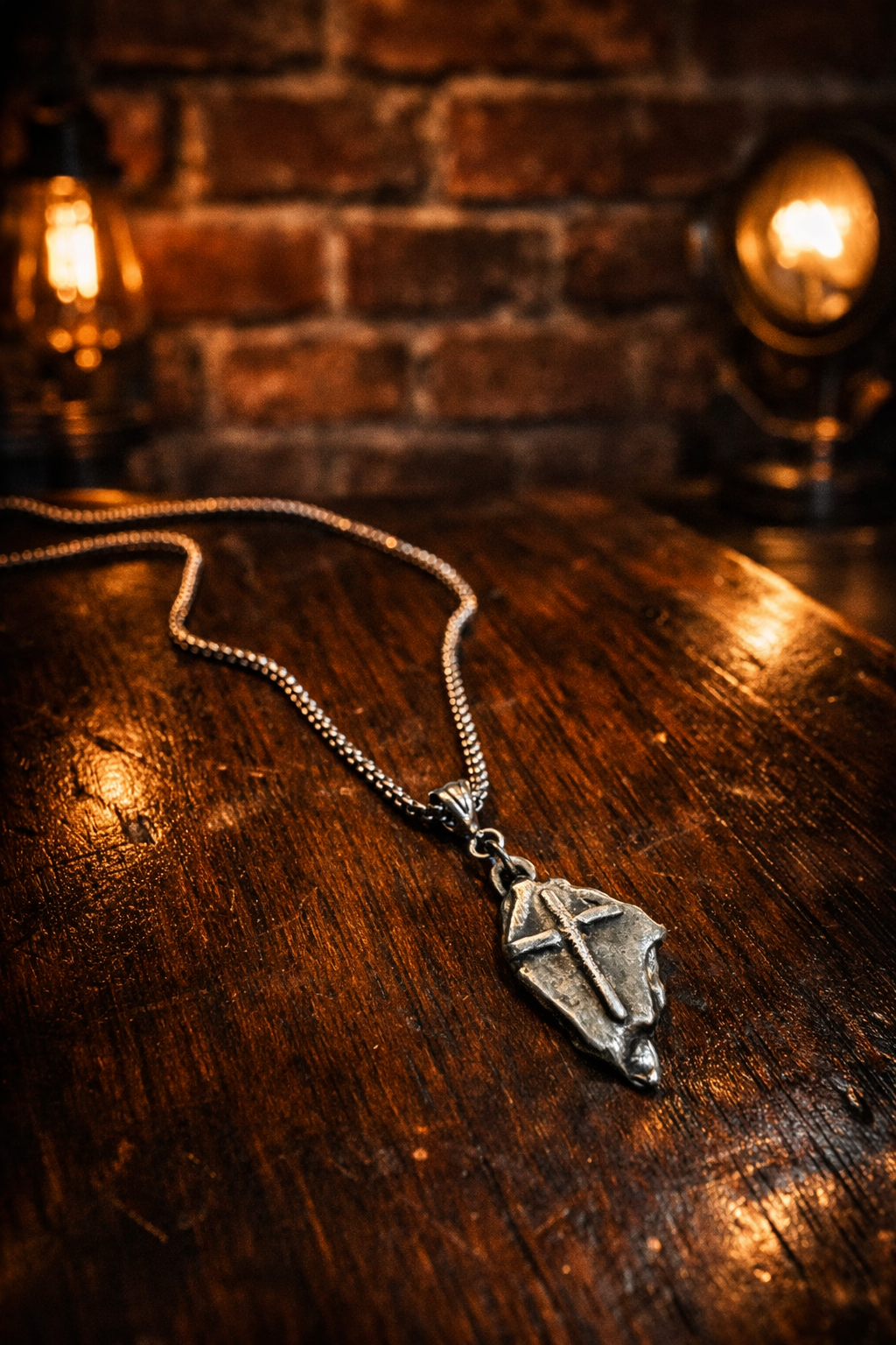 Molten sterling silver cross necklace