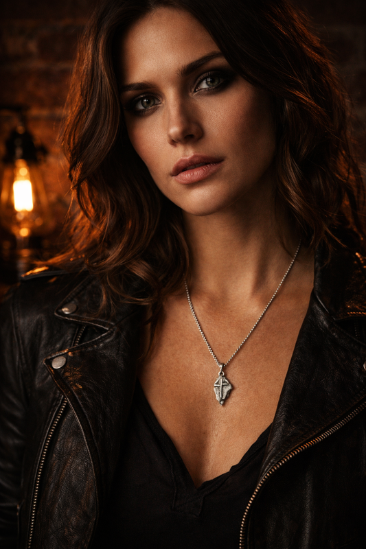 Molten sterling silver cross necklace