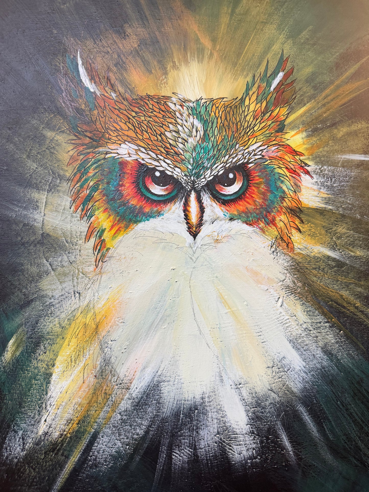 Vector | Original Owl Painting on Canvas (18x24)