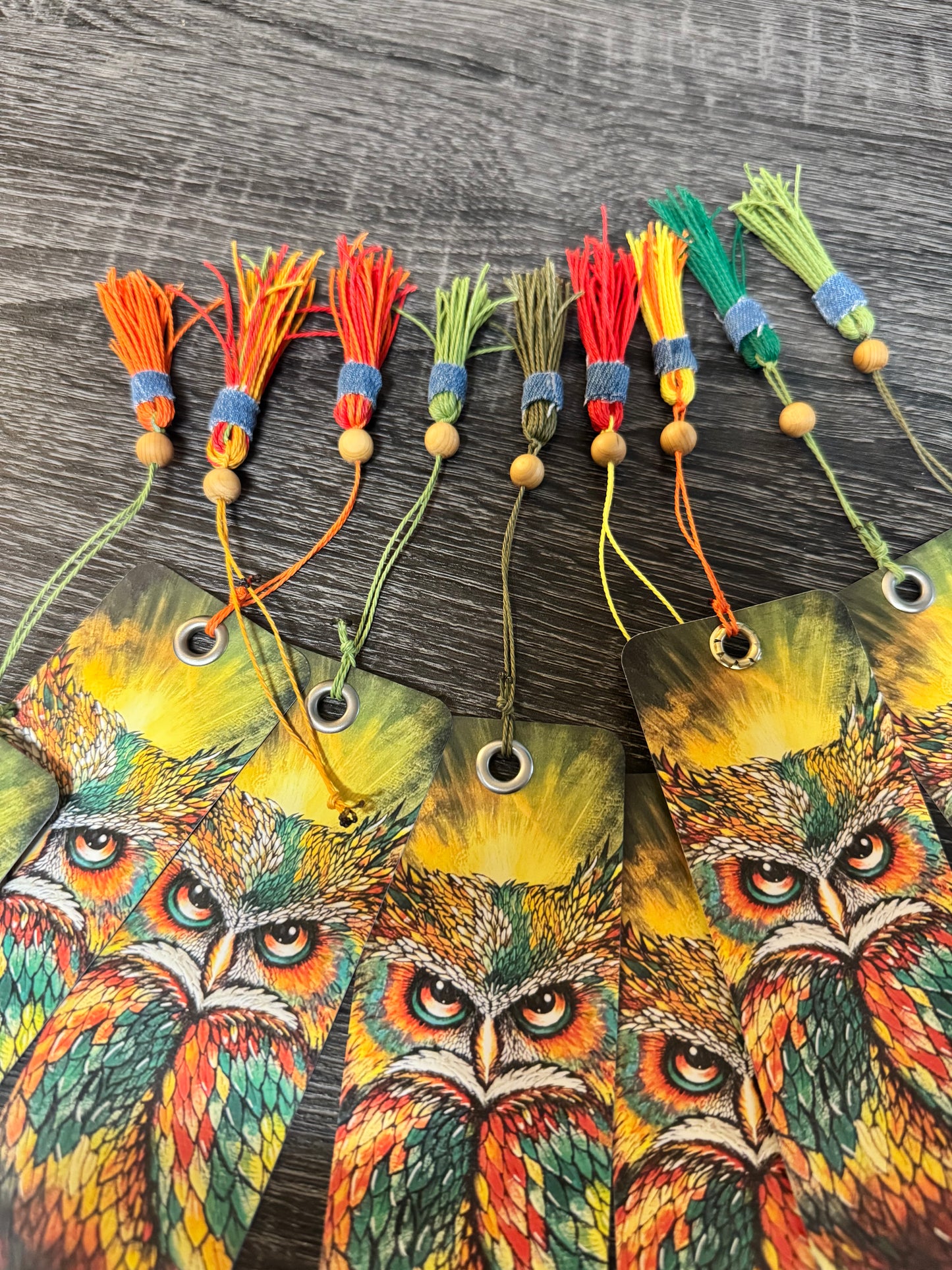 Vector Owl Bookmark-Original Art with Handmade Tassel