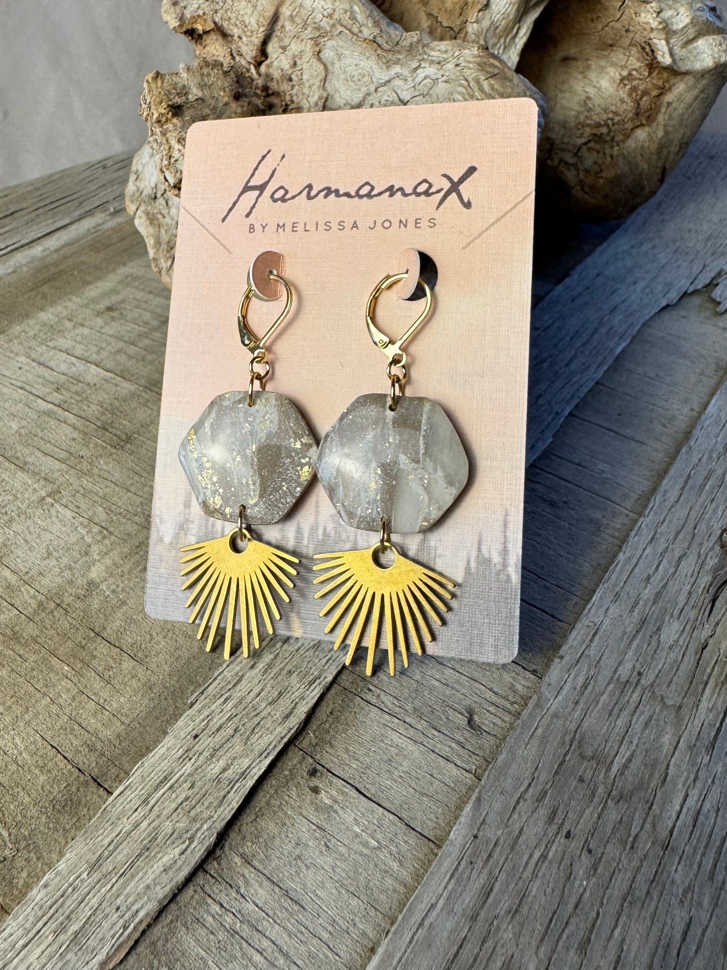Sunburst Stone Dangle Earrings