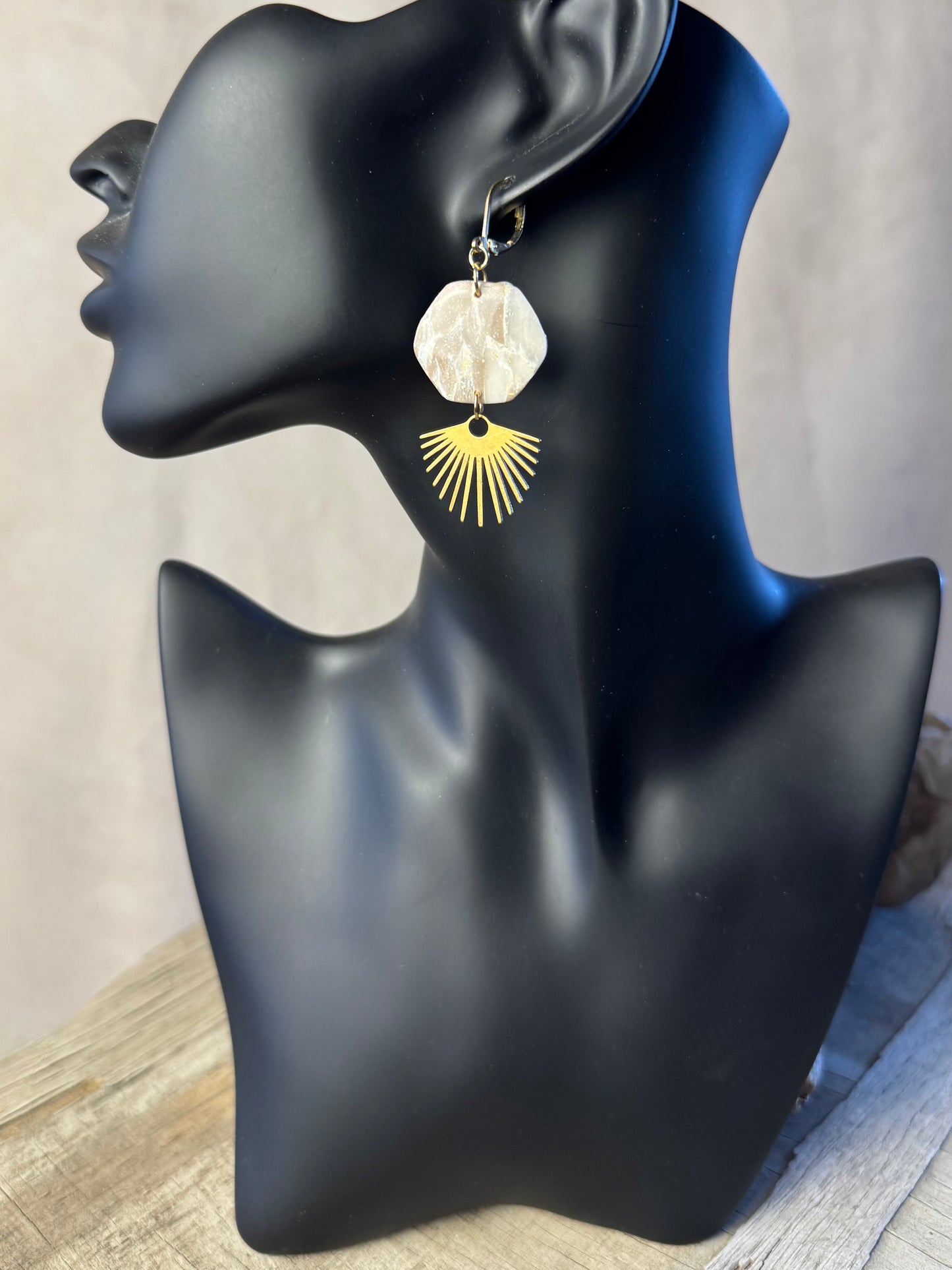 Sunburst Stone Dangle Earrings