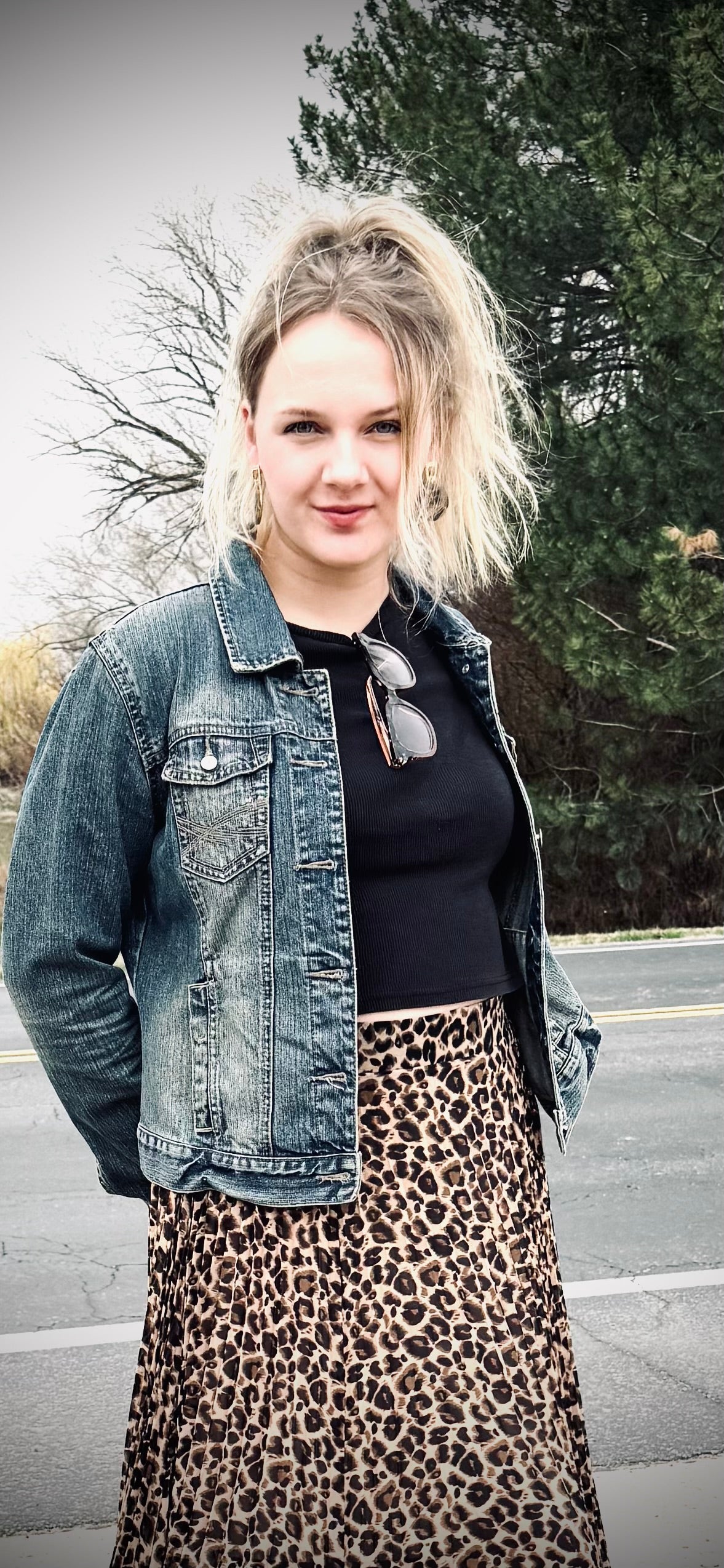 LEOPARD ANIMAL PRINT PLEATED MIDI SKIRT