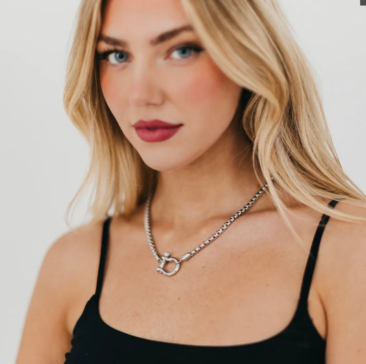 Locked In Luck Toggle Necklace (Silver)