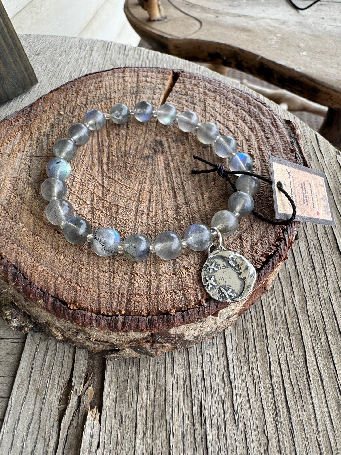 AAA Labradorite and Sterling silver charm bracelet