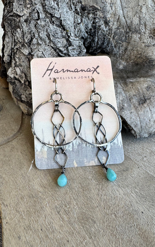Twist & Drop Sterling Silver Earrings with Amazonite