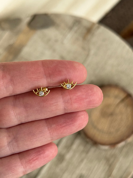 18K Gold Filled Evil Eye Earrings