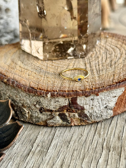Sapphire Glimmer Evil Eye Ring size 5
