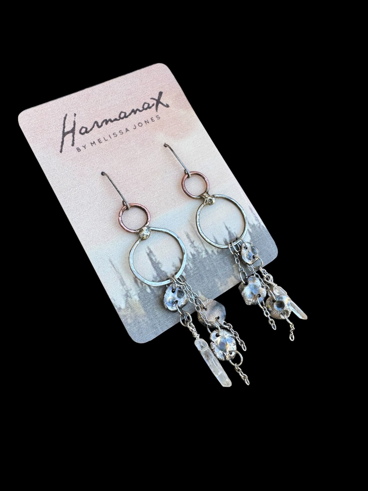 Sterling silver and copper crystal earrings
