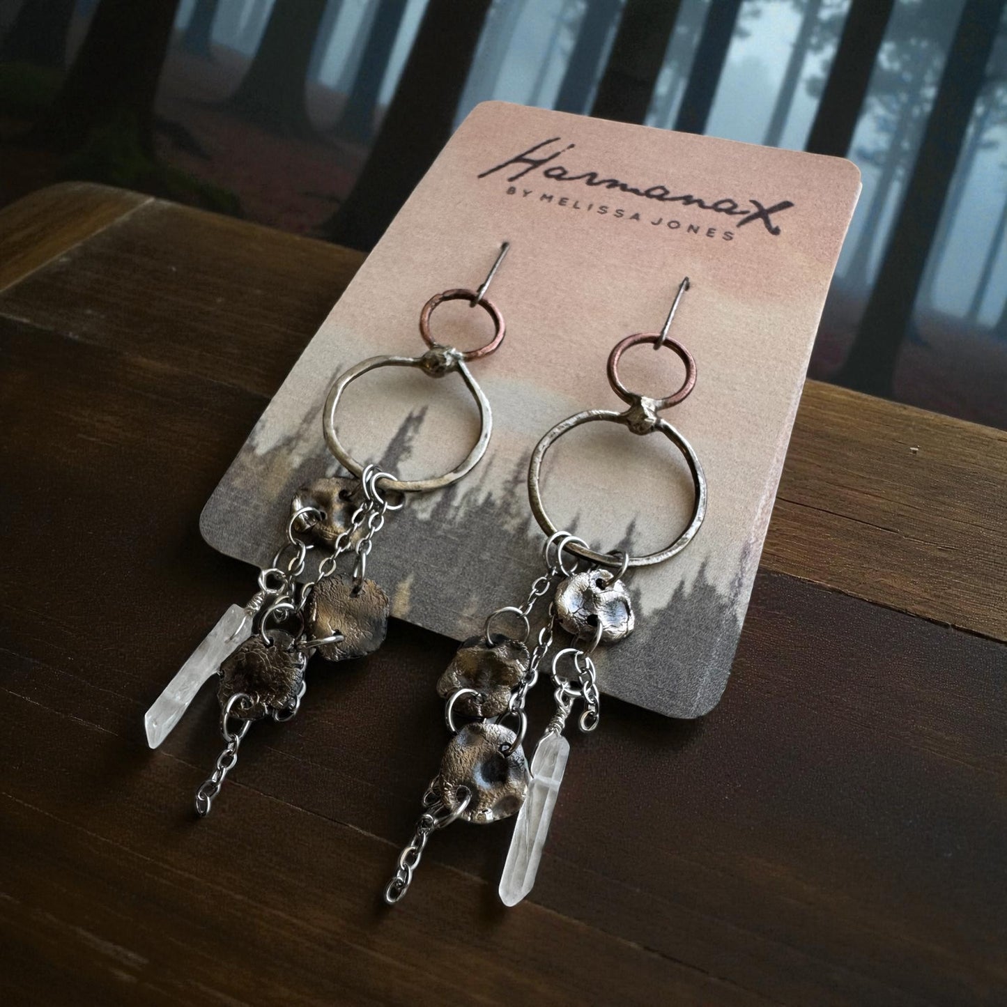 Sterling silver and copper crystal earrings