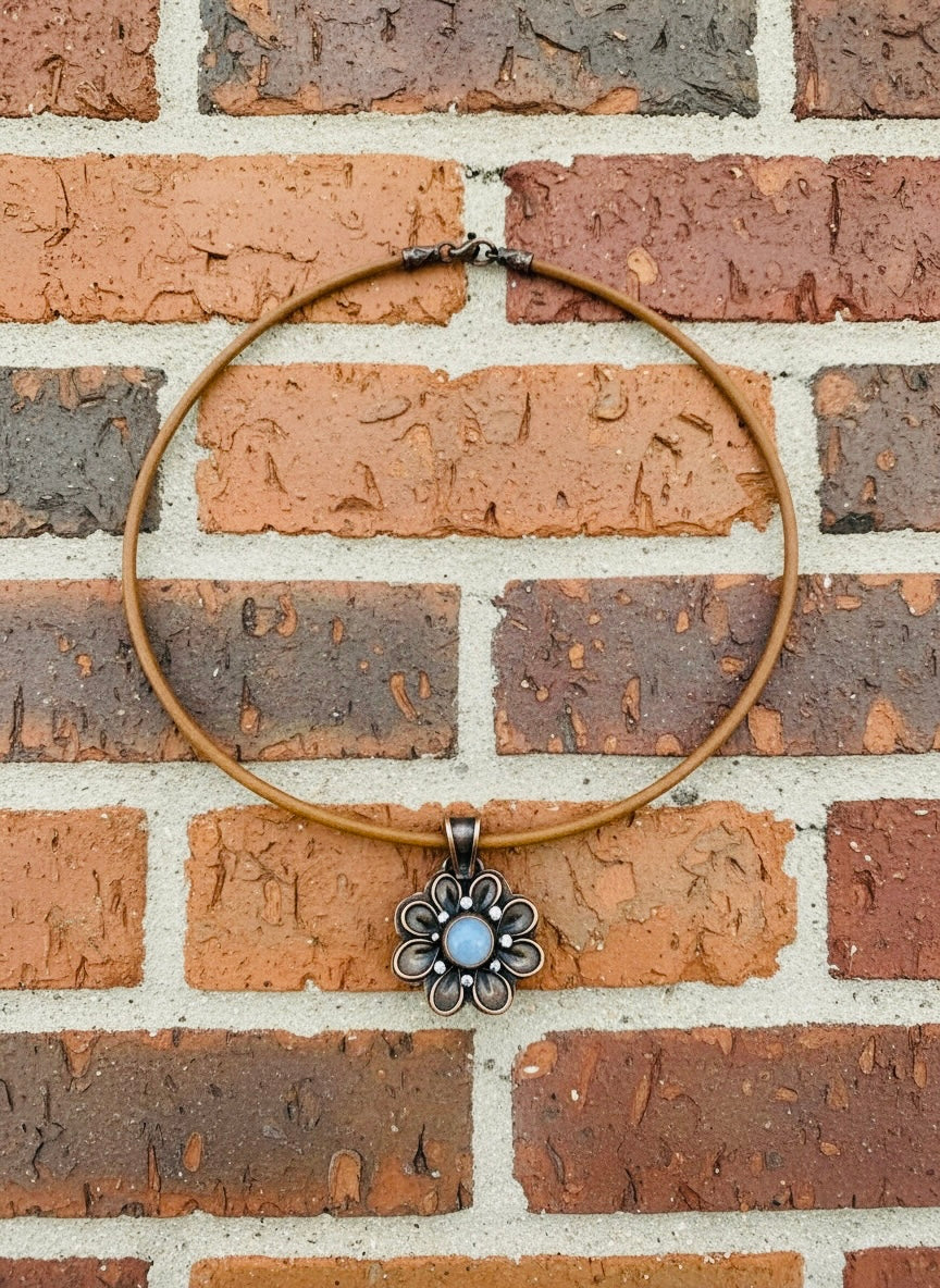 Copper Flower Moonstone Choker 16"